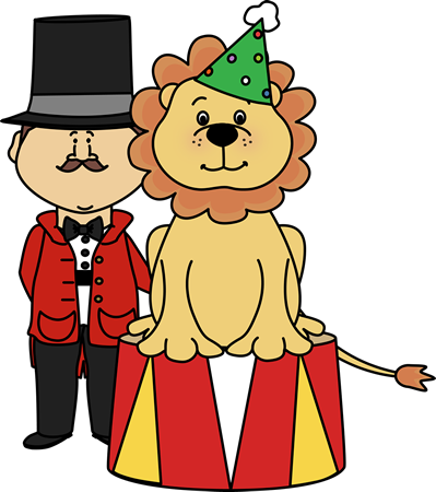 Circus ringmaster & lion